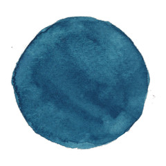 Watercolor hand painted circle. Beautiful design elements. Riverside dark blue background
