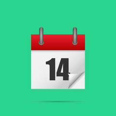 Calendar icon. Calendar date - 14th