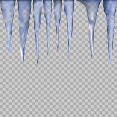 Set of Isolated ice icicle on a transparent background