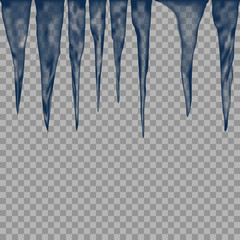 Set of Isolated ice icicle on a transparent background