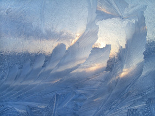 Beautiful ice pattern and sunlight