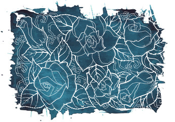 Template for vintage card with detailed hand drawn zentangle inspired flowers. Save the date cards, wedding invitation flowers and decorative elements. Floral invites, boho style.