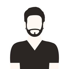 monochrome half body man with beard without face vector illustration