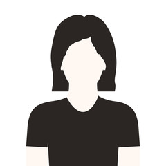 monochrome half body woman with short hair without face vector illustration