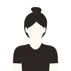 monochrome half body woman with collected hair without face vector illustration