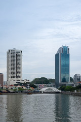 Fototapeta na wymiar Singapore quay skyline and Singapore river.