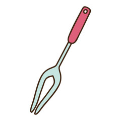 silhouette colorful with carving fork vector illustration
