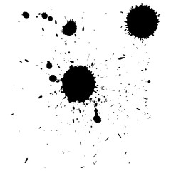 Multiple black ink drops and splashes, vector illustration clip art