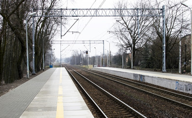Fototapeta premium The train station waiting for trains