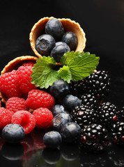 Berries in waffle cones