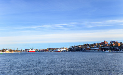 Stockholm panoramic views of the harbor, Sweden.