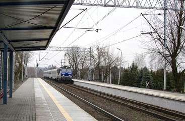 Fototapeta premium The train of wagons at a railway station