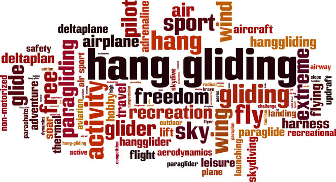 Hang gliding word cloud concept. Vector illustration