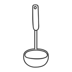 silhouette monochrome with soup ladle vector illustration