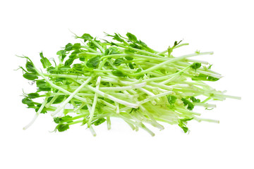 fresh snow pea sprouts isolated on white background