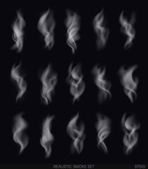 Realistic smoke set on dark background