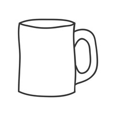 silhouette monochrome with porcelain cup vector illustration