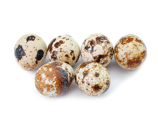 Obraz premium Group of quail eggs over white background