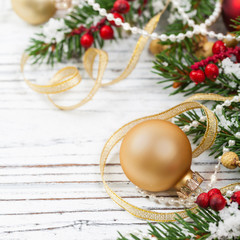 Christmas Card with Christmas Theme Background with space for text. Selective focus.