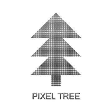 Pixels art style Christmas tree. Vector illustration