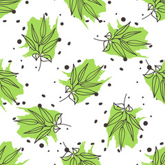 Green tea seamless pattern.
