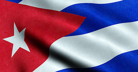 waving fabric texture of the flag of cuba, real texture color red blue and white of cuban flag