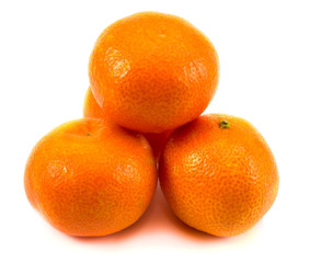 ripe tangerines on a white background