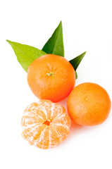Ripe mandarin citrus isolated tangerine mandarin orange on white