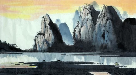 Chinesischer Landschaftsberg und -fluss © hikolaj2