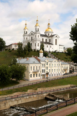 Fototapeta na wymiar Holy Assumption Cathedral of the Assumption on the hill and the Holy Spirit convent. Vitebsk, Belarus