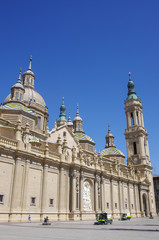 Fototapeta na wymiar Plaza del Pilar square in Zaragoza, in front of Basilica de Nuestra Senora del Pilar, Spain