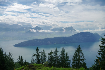 Fototapeta na wymiar View of Lake Lucerne on the slope from Mount Rigi, Switzerland