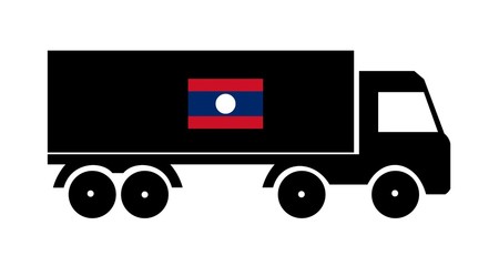 Drapeau du Laos sur un camion de livraison