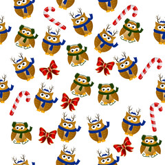 christmas owl in santa hat