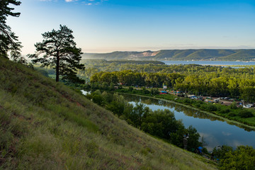 Naklejka premium View on Grushin fest from mountain, Samara, Russia