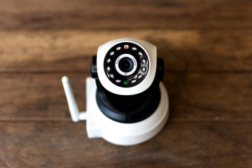 The CCTV security camera operating in home.