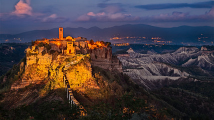 Civita di Bagnoregio, Viterbo, Lazio, Italy: landscape at twilight 