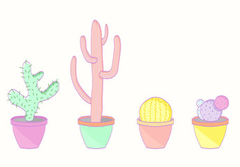 Set of colored cacti