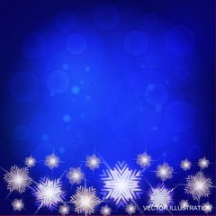 Fototapeta na wymiar Christmas background in blue and white colours. Vector illustration.