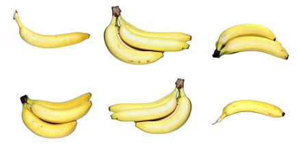 Set of yellow bananas isolated
