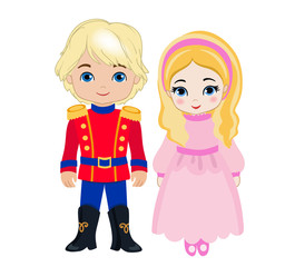 Illustration of very cute boy and girl. Vector illustration isolated on white background.