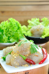 Tapioca Balls with Pork stuffed with various vegetable side dish