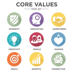 Company Core Values Solid Icons for Websites or Infographics