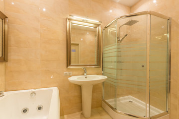 Bathroom with whirlpool and glass shower