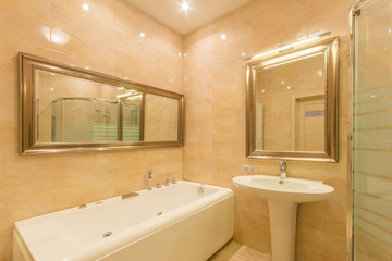Bathroom with whirlpool and glass shower