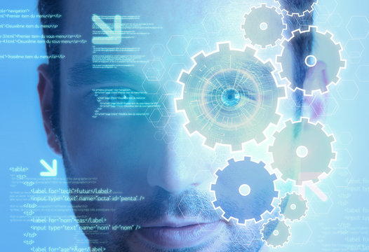 Futuristic technology user interface with retinal recognition