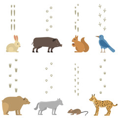 Obraz premium Animals steps vector set.