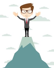Businessman go to the top of mountain - Vector