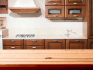 Kitchen interior wooden table