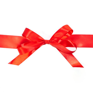 Red bow horizontal ribbon with tails